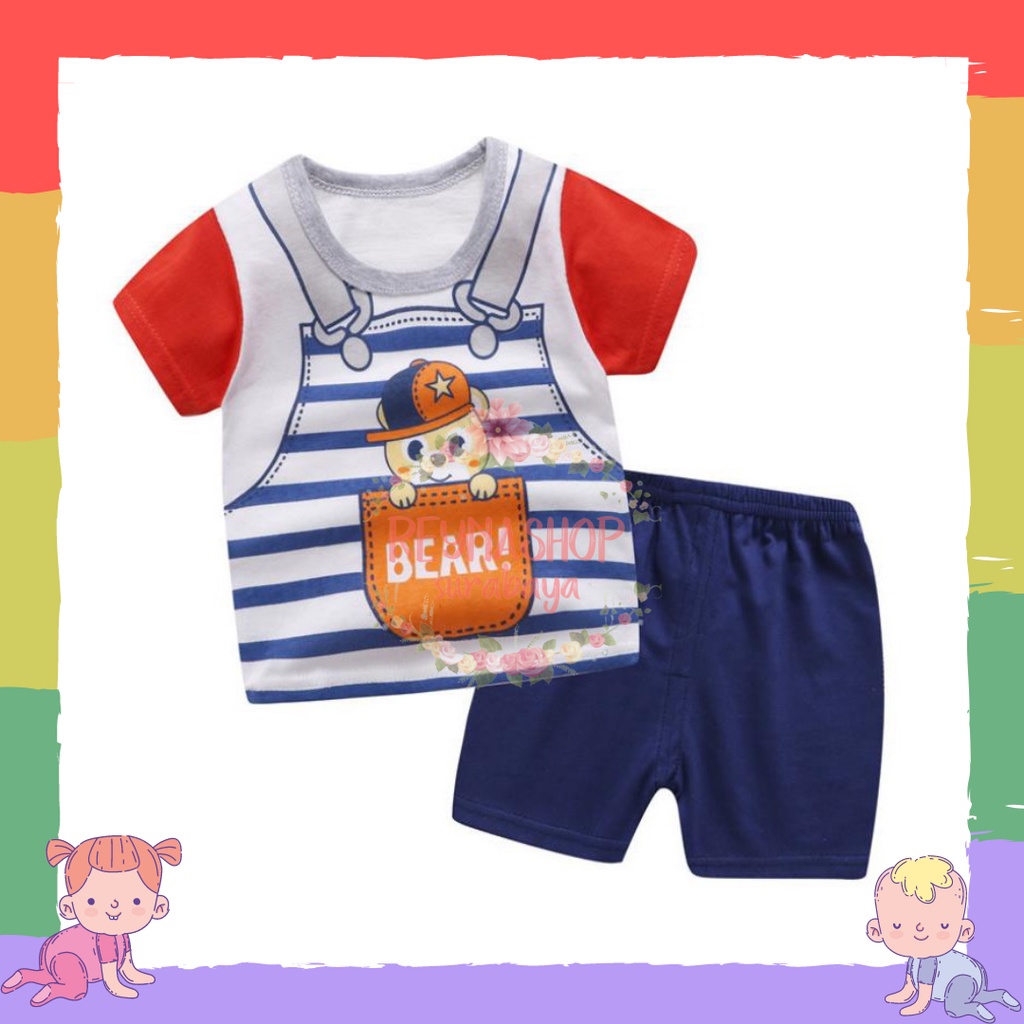 (EC) Setelan Kaos Anak Line Bear