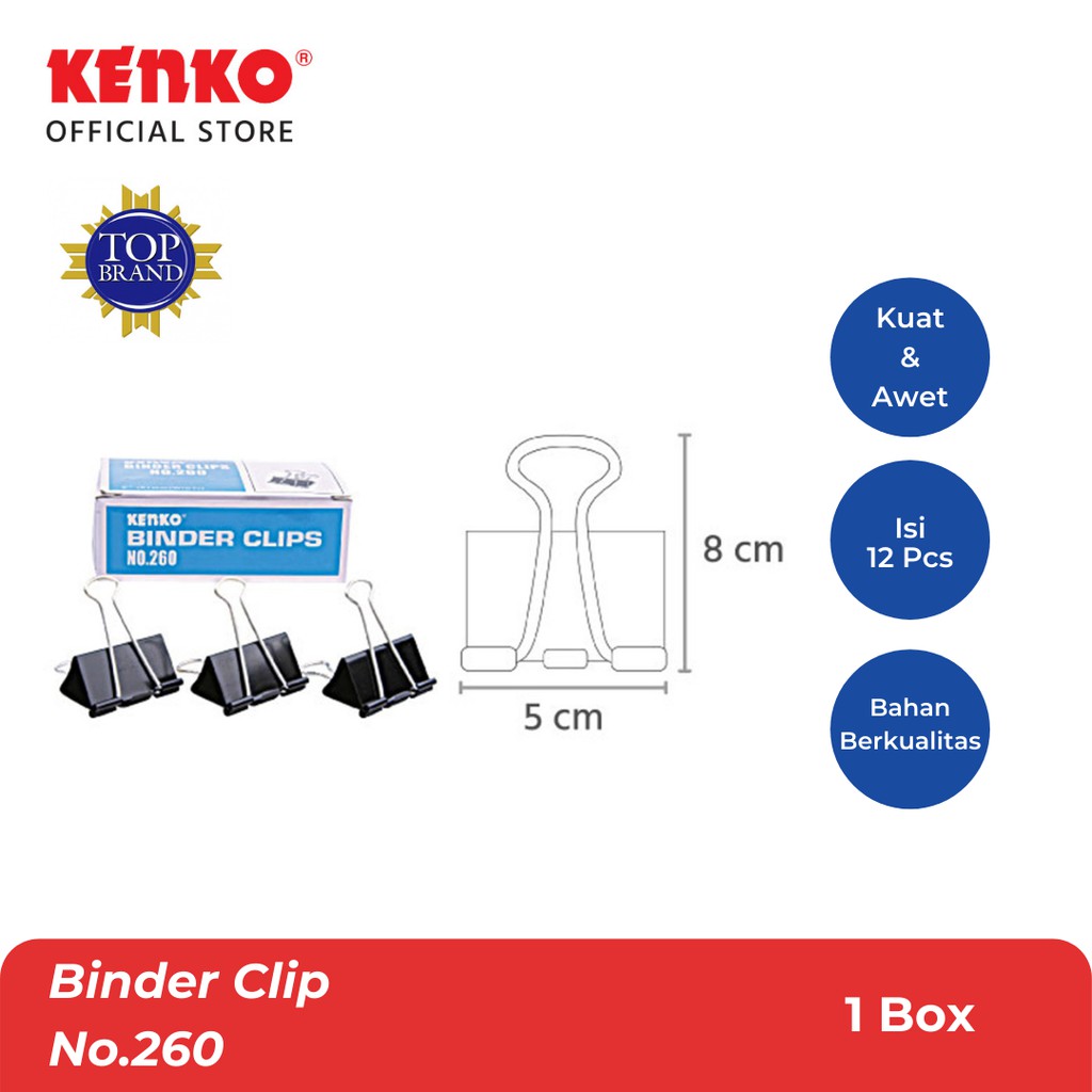 

KENKO BINDER CLIP / Klip Kertas / Penjepit Ketas No. 260