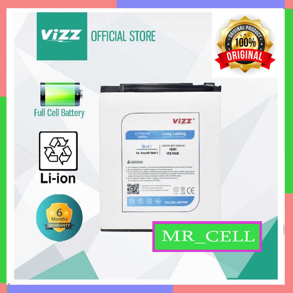 Vizz Baterai Xiaomi BN41 Redmi Note 4 Original