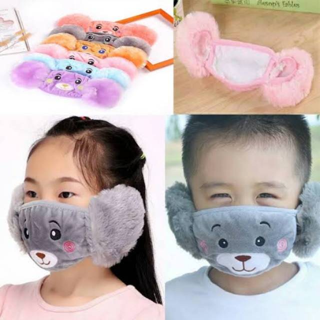 MASKER ANAK DEWASA KARAKTER LUCU PENUTUP MULUT HIDUNG TELINGA MASKER ANTI POLUSI UDARA KESEHATAN