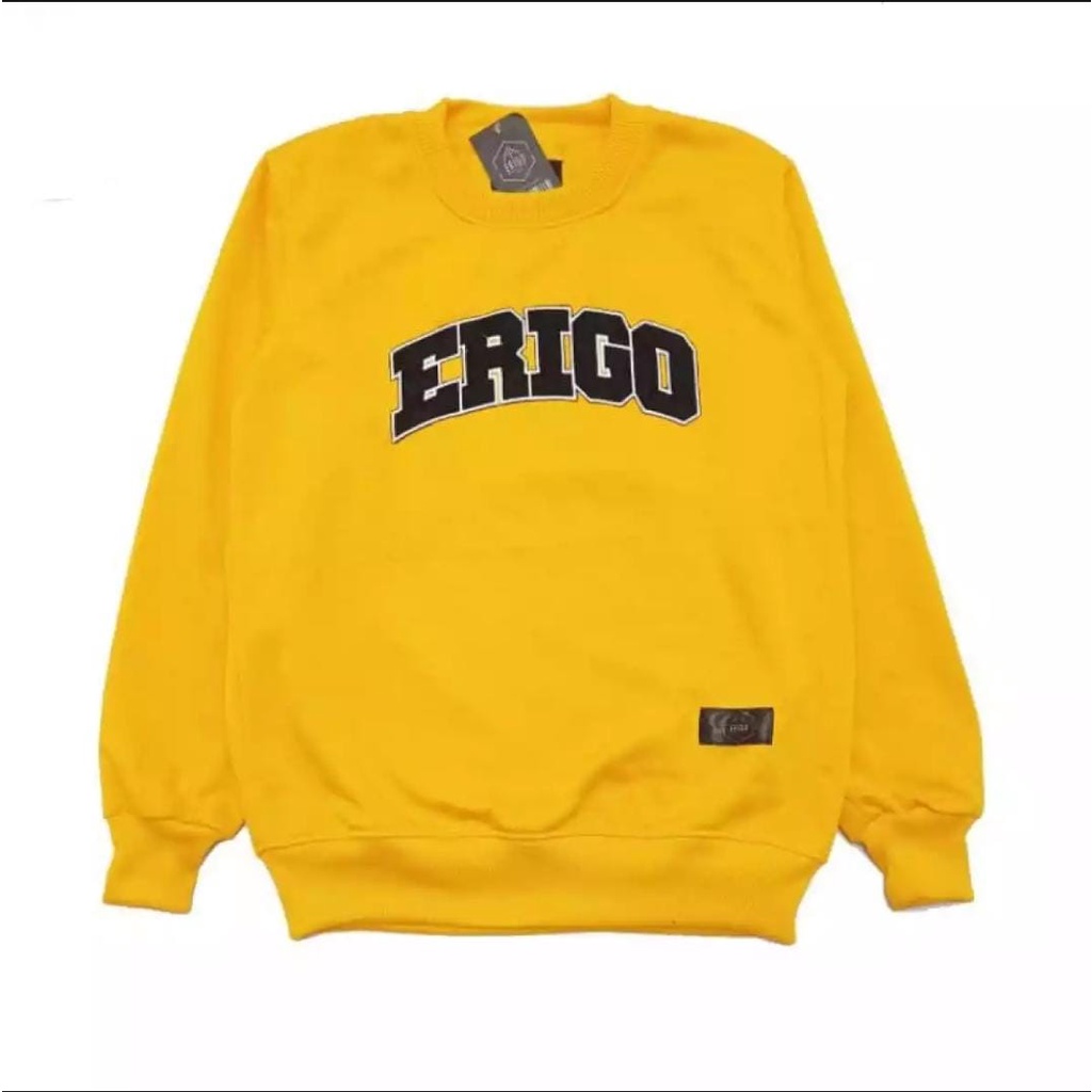 Sweater Hoodie Cruneck Kuning Premium Original Distro Untuk Pria Dan Wanita Bahan Flece Tebal