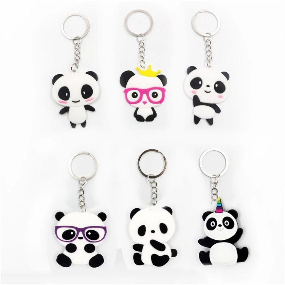 LANFY Panda Animal Keychain 10 Pcs/ lot Woman Girl Key Holder Hadiah Perhiasan Liontin Panda