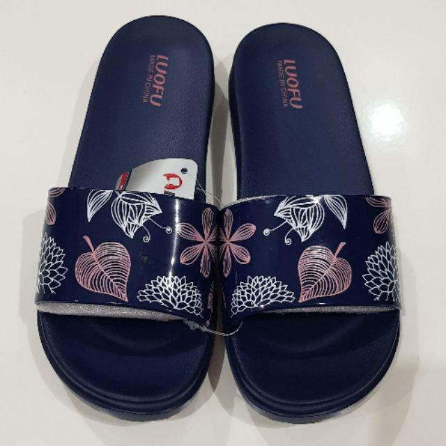 luofu E7159-L4 sandal selop wanita empuk ringan-biru tua