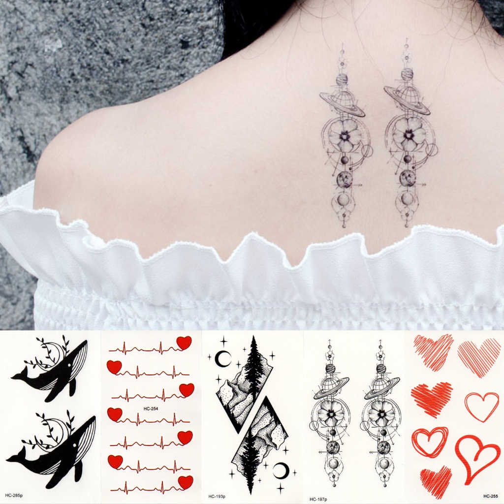 Stiker Tattoo kode HC-Black &amp; Color Series | Tato Temporer | Waterproof