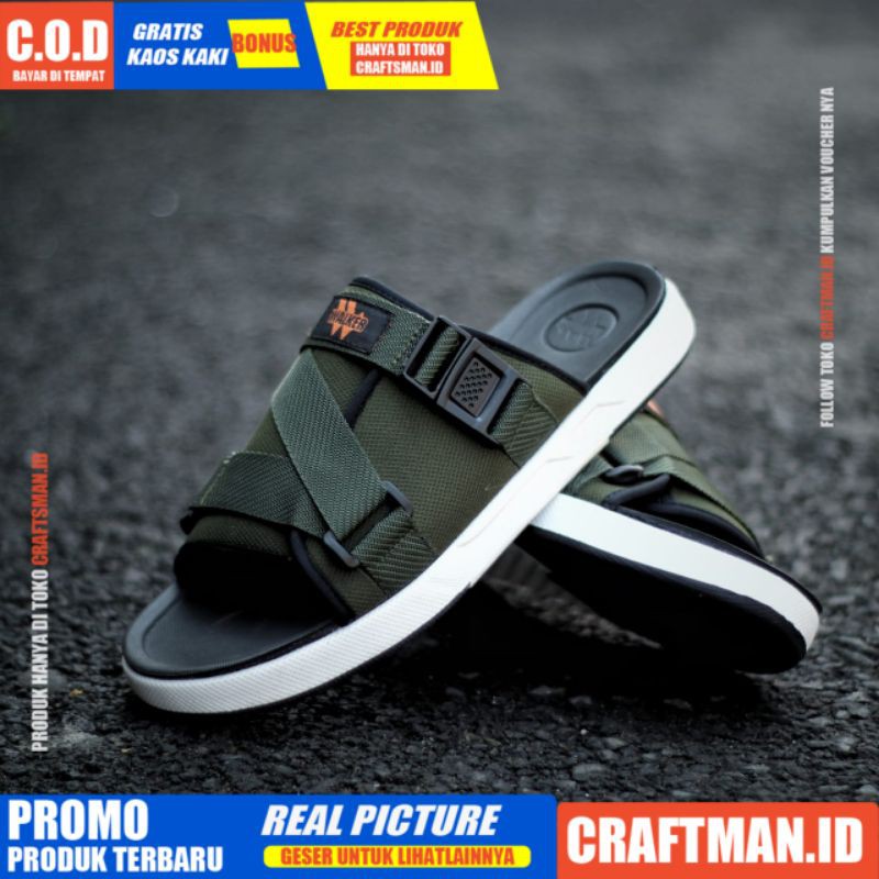 Crafts - Sandal Slide Pria Sendal Casual Slop Hitam