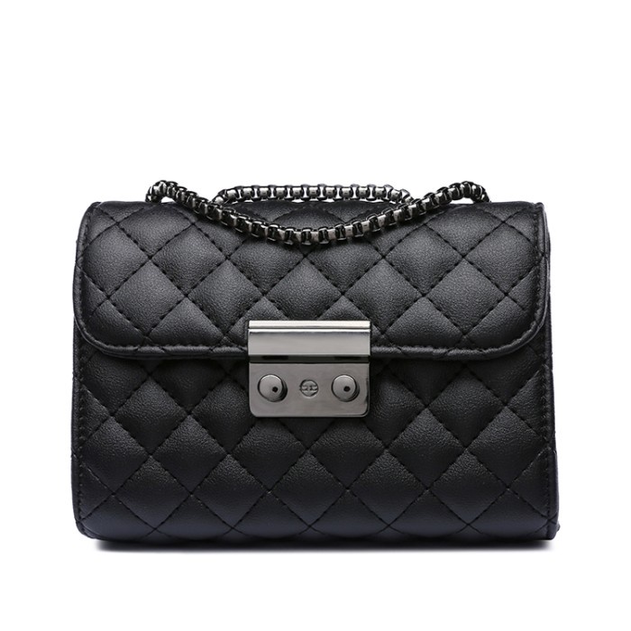 HONYAN Selempang Tas Cewek Chirstine Mini Sling Bag Tali Rantai Import - Hitam, Dustbag