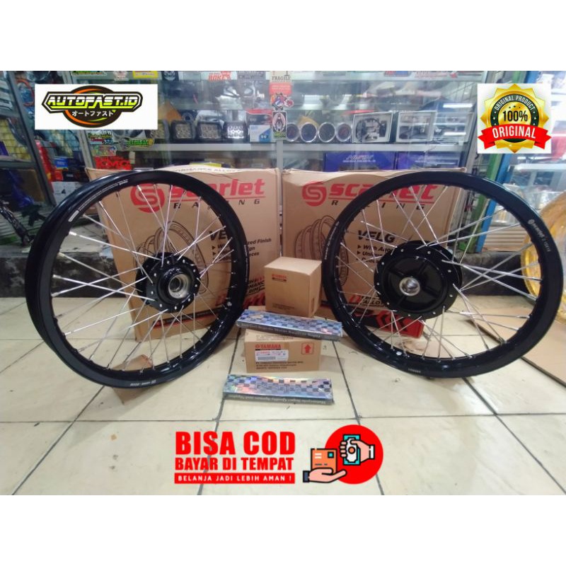 VELG SCARLET HITAM SET TROMOL ORIGINAL RX KING UKURAN RING 18 185/215 FULL SET TINGGAL PASANG