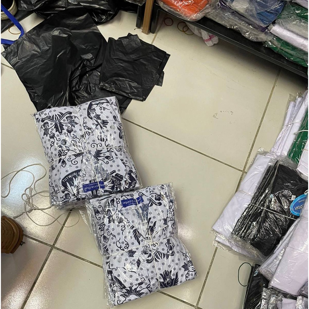 Seragam Baju Batik Tutwuri Handayani Biru Lengan Panjang