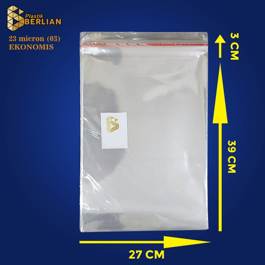 

27 x 39 cm Plastik OPP EKONOMIS 23micron (100 lbr) (lem/seal)