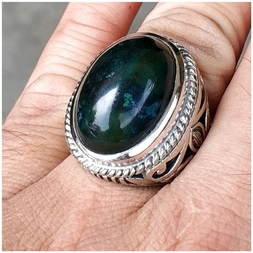 CINCIN BATU AKIK NATURAL BADAR BESI HIJAU KEBUMEN NEMPEL MAGNET