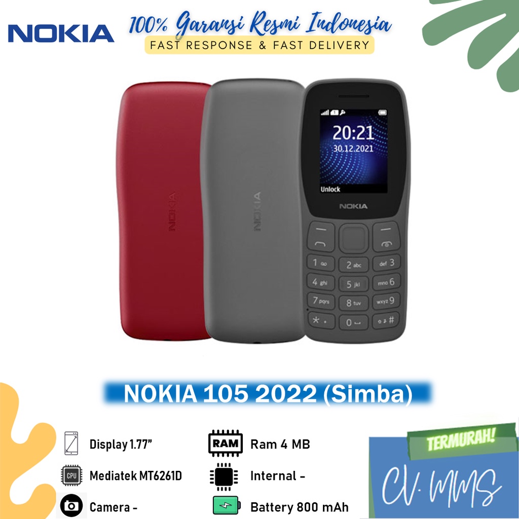 Nokia 105 Simba 2022 Garansi Resmi