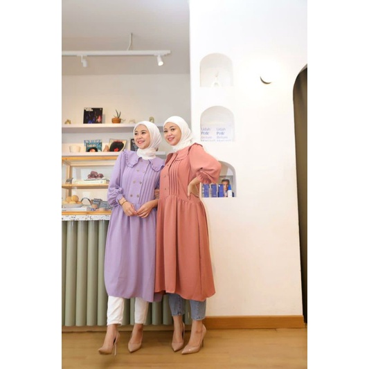 Pamela Tunik, TUNIK WANITA MUSLIM CANTIK FIT XXL LD 110 BAHAN KATUN CRINCLE MODIS TERMURAH OOTD