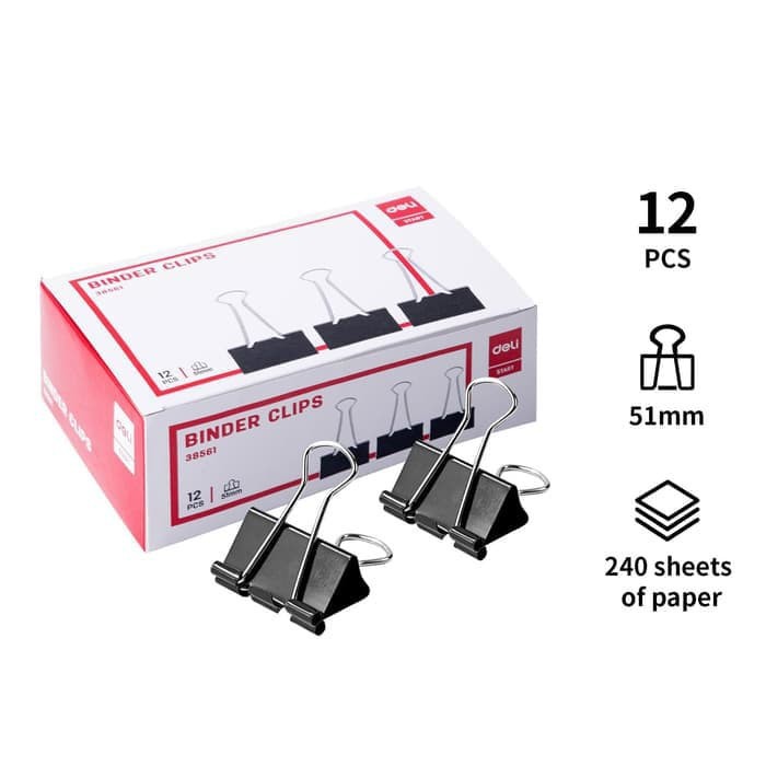 

Deli Binder Clip 51mm binder klip penjepit kertas klip kertas - E38561