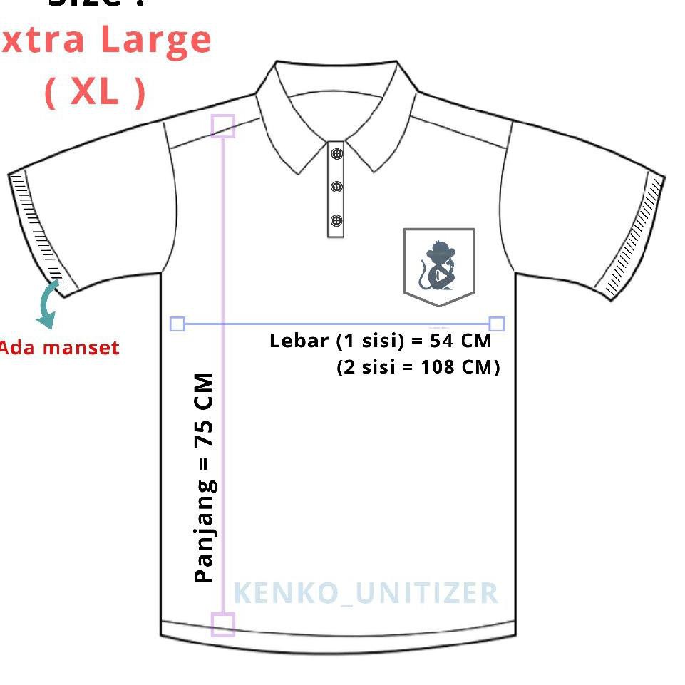 GROSIR UNITIZER LSU1 kaos polo pria saku shirt m , l , xl kantong kerah wangki lakos polos dewasa co