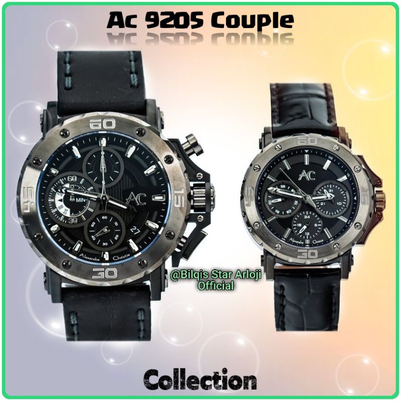 Alexandre Christie Couple Ac 9205 Collection Tali Kulit Full Black Original