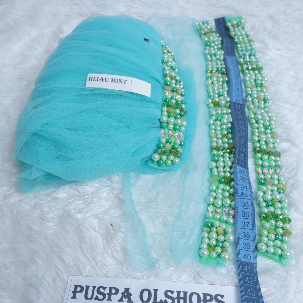 Set Veil Mutiara Susun/Slayer Mutiara Susun hijau tosca-hijau mint