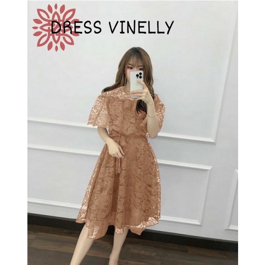 DRESS VINELLY BRUKAT / NEW DRESS / FASHION STYLE / COD / BAYAR DI TEMPAT / PAKAIAN WANITA TERBARU / DRESS CANTIK