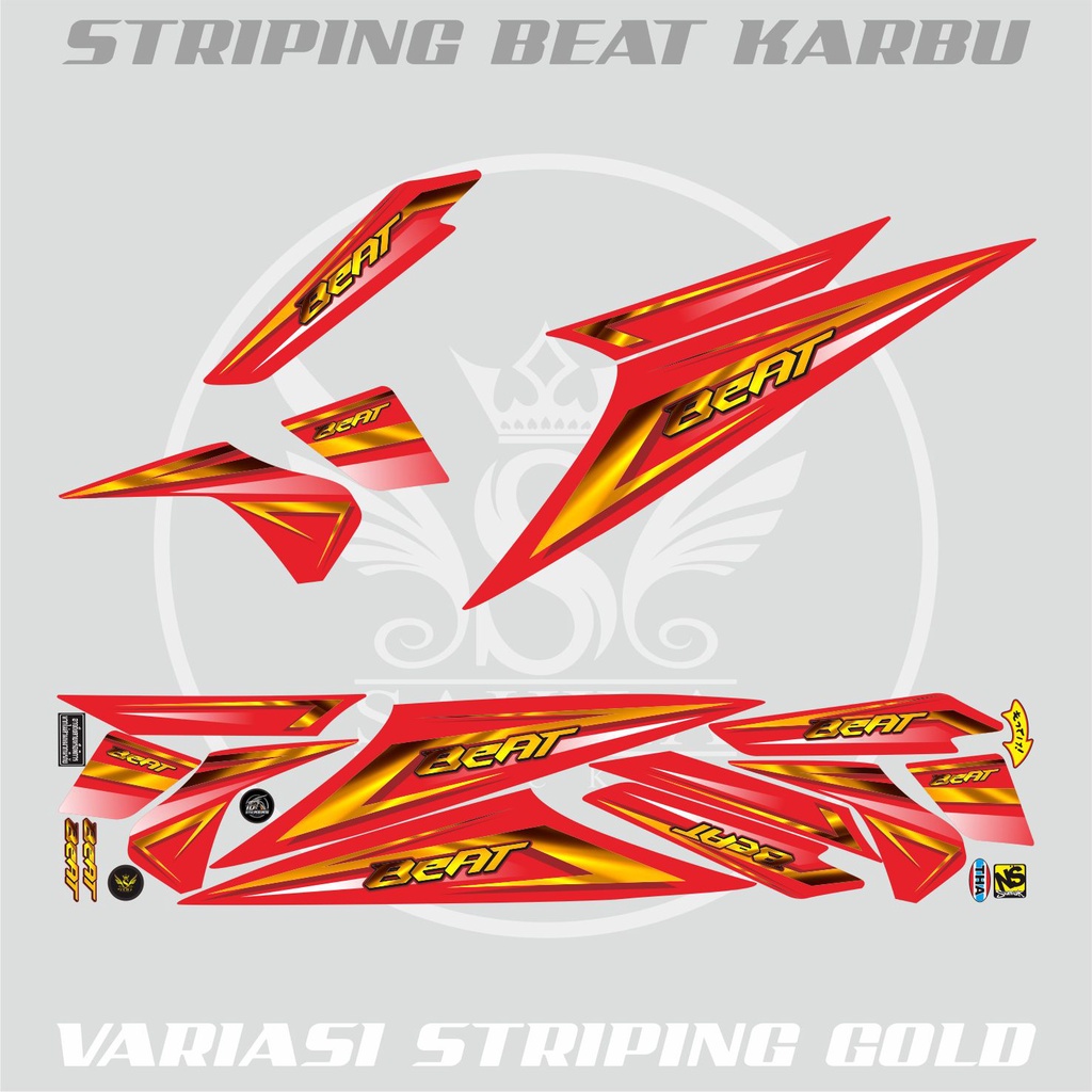 STRIPING BEAT KARBU / BEAT KARBU LAMA / STICKER VARIASI STRIPING MOTOR HONDA BEAT KARBU GOLD 01 MERA