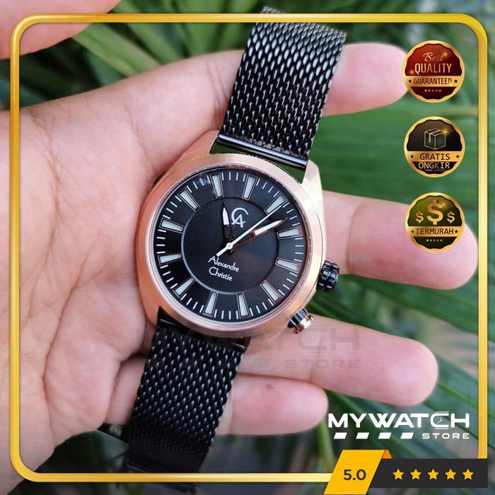 Jam Tangan Pria Alexandre Christie AC 8630 Alexander Original AC8630 Black Rosegold