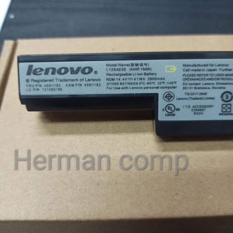 Original Baterai Lenovo 45N1182, 45N1183, 45N1186, 45N1187, L12L4E55, L12M4E55, L12S4E55, L13L4A01, L13M4A01, L13S4A01