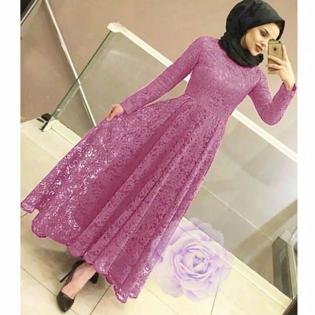 YUNI MAXI DRESS BRUKAT SIMPLE READY 3 UKURAN M L XL-DUSTY