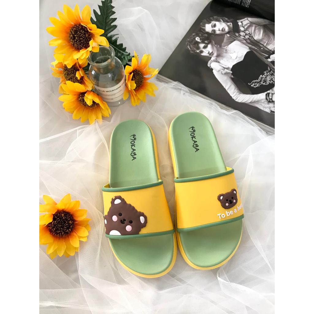 Sandal Slop Boneka Bear Mokaya 1902W-931 dan Mokaya 1902W-B61-Hijau-Kuning