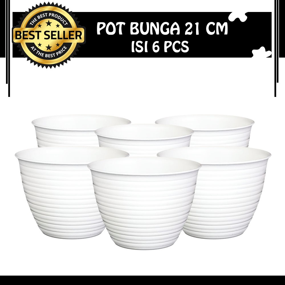 6 pcs Pot BungaTanaman Plastik sarang tawon Putih 21 cm