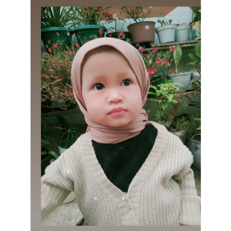 Jilbab Pashmina Tali Bayi Instan Anak Uk. 110x50cm Usia 0-3 Tahun | Hijab Sekolah Tk Newborn Premium Lucu | Kerudung Lembut Sd Instant  Terbaru Baby Perempuan