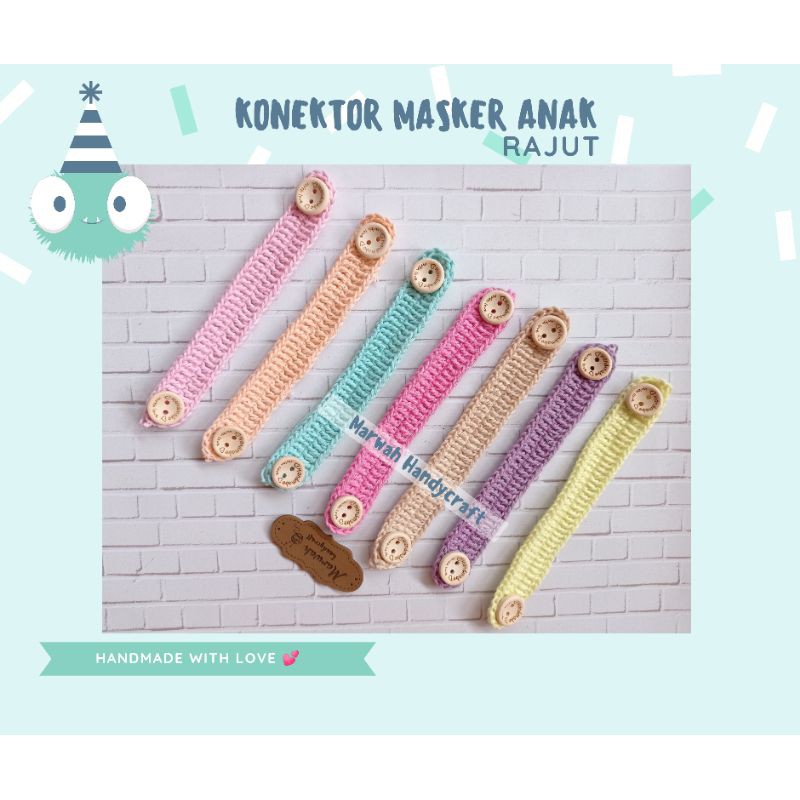 Konektor Masker ANAK detail Kancing Handmade | Konektor Masker Rajut