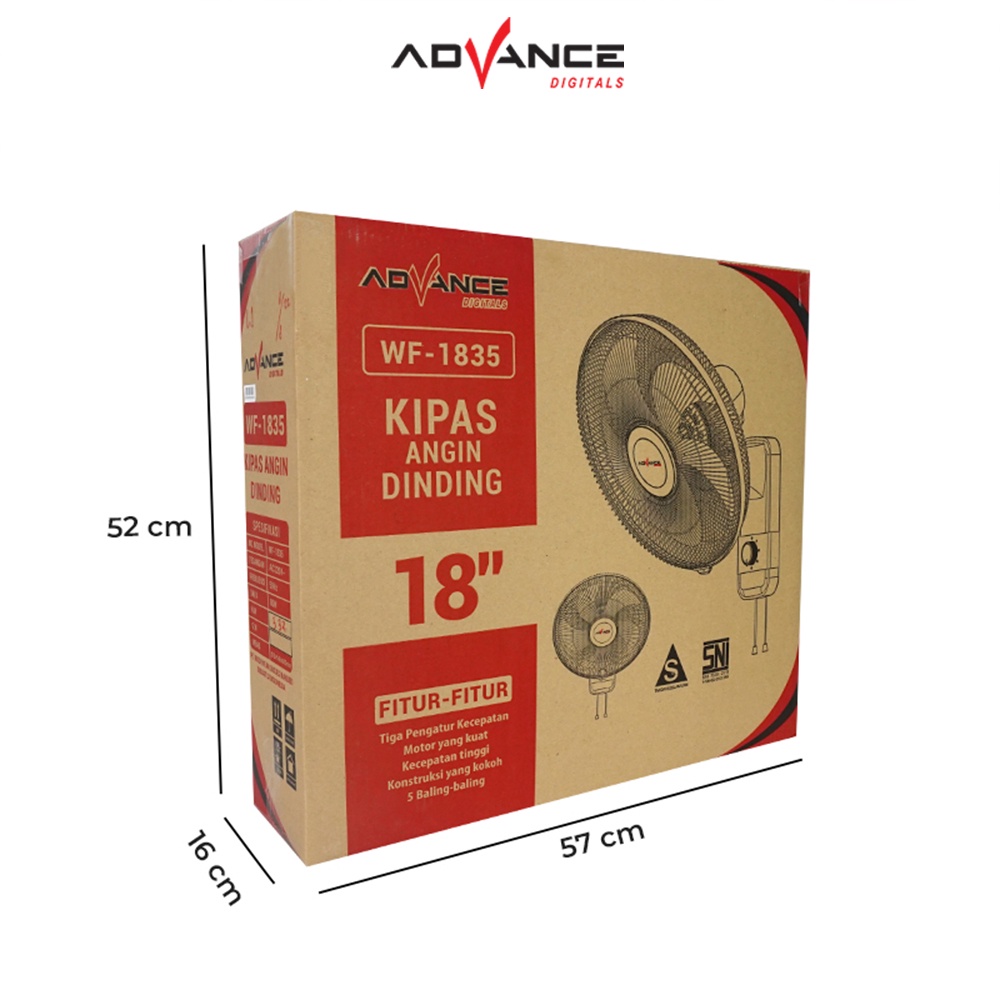 Advance Digitals WF1835 Kipas Angin Dinding Besi Wall Fan Ukuran Besar 18 inch Garansi resmi 1 tahunn