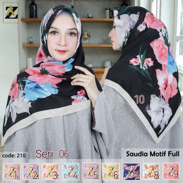 Jilbab Segi Empat Saudia Voal Motif by AZARA - seri : 06
