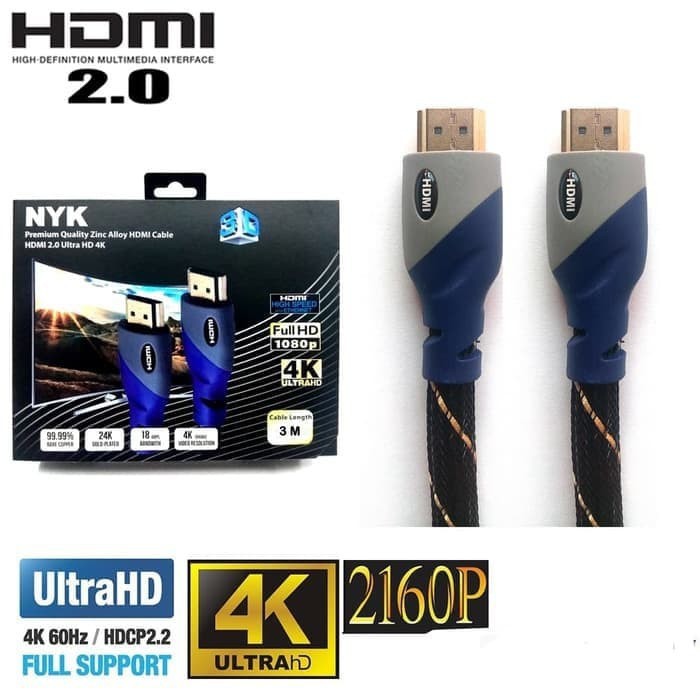 KABEL HDMI NYK V2 JARING SUPPORT 2160P 3M