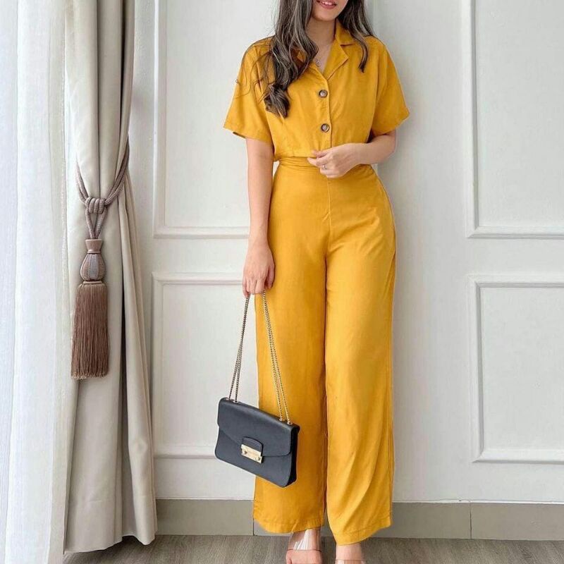 Setelan Crop Kancing rayon Bali