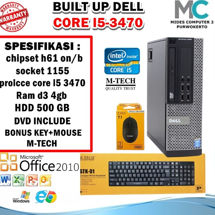 Pc Built up DELL Core i5 3470 bonus keyboard mouse M-TECH