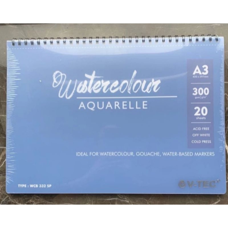 

V-tec WATERCOLOUR BOOK SPIRAL AQUARELLE UK A3