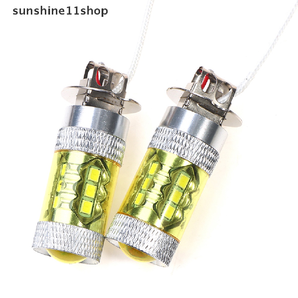 Sho 2pcs Lampu Kabut LED 12-24V H3 80W 16 SMD Warna Kuning High Power N