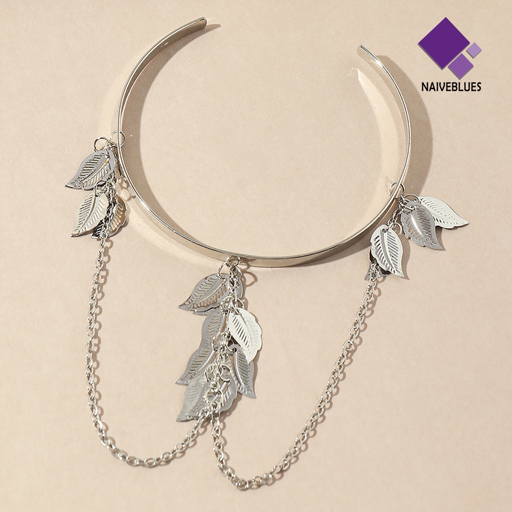 Naiveblue &gt; Gelang Bangle Open Adjustable Desain Daun Untuk Wanita