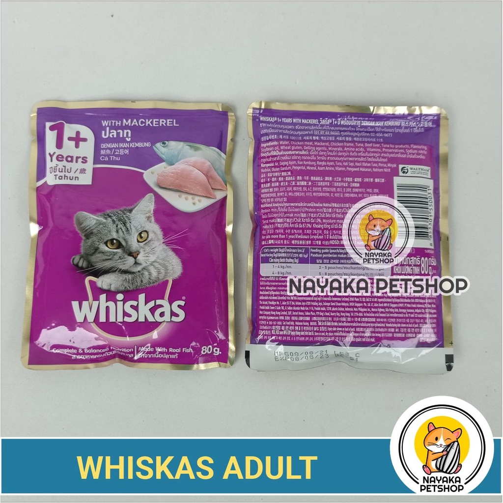 Whiskas 80 gr Makanan Kucing Basah Dewasa Wet Food Adult Pouch