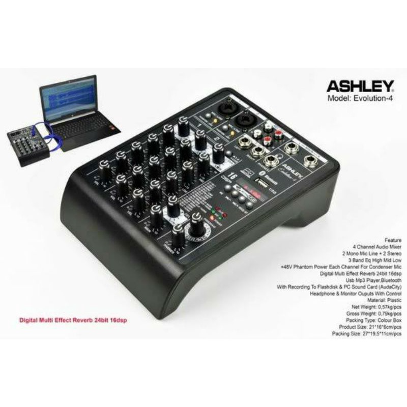 Mixer Ashley Evolution 4 Original Ashley 4 Channel With Soundcard Effect