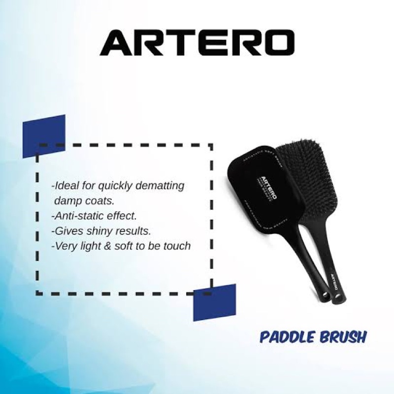 ARTERO SOFT PADDLE BRUSH (boar bristle) , sisir pengurai bulu yang memberikan efek kembang terurai