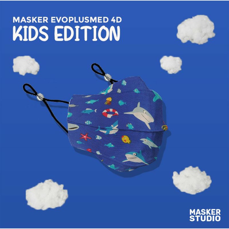 Masker Kain Anak 4D Evo PlusMed with Earloop (4 Ply) KIDS EDITIONS by Masker Studio