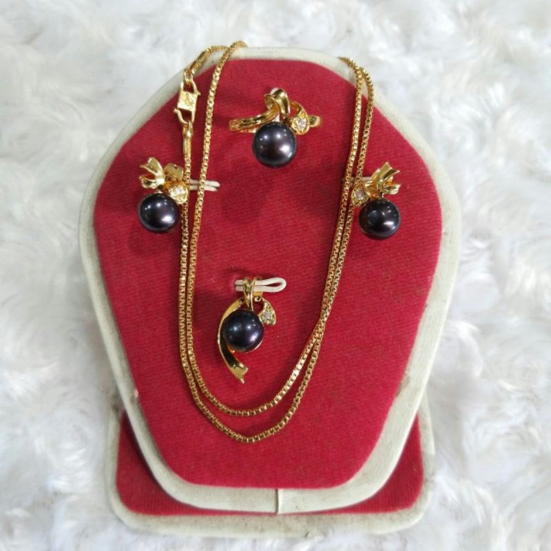 Satu Set Perhiasan Mini Mutiara Lombok Asli||set perhiasan||set perhiasan xuping||set perhiasan tita