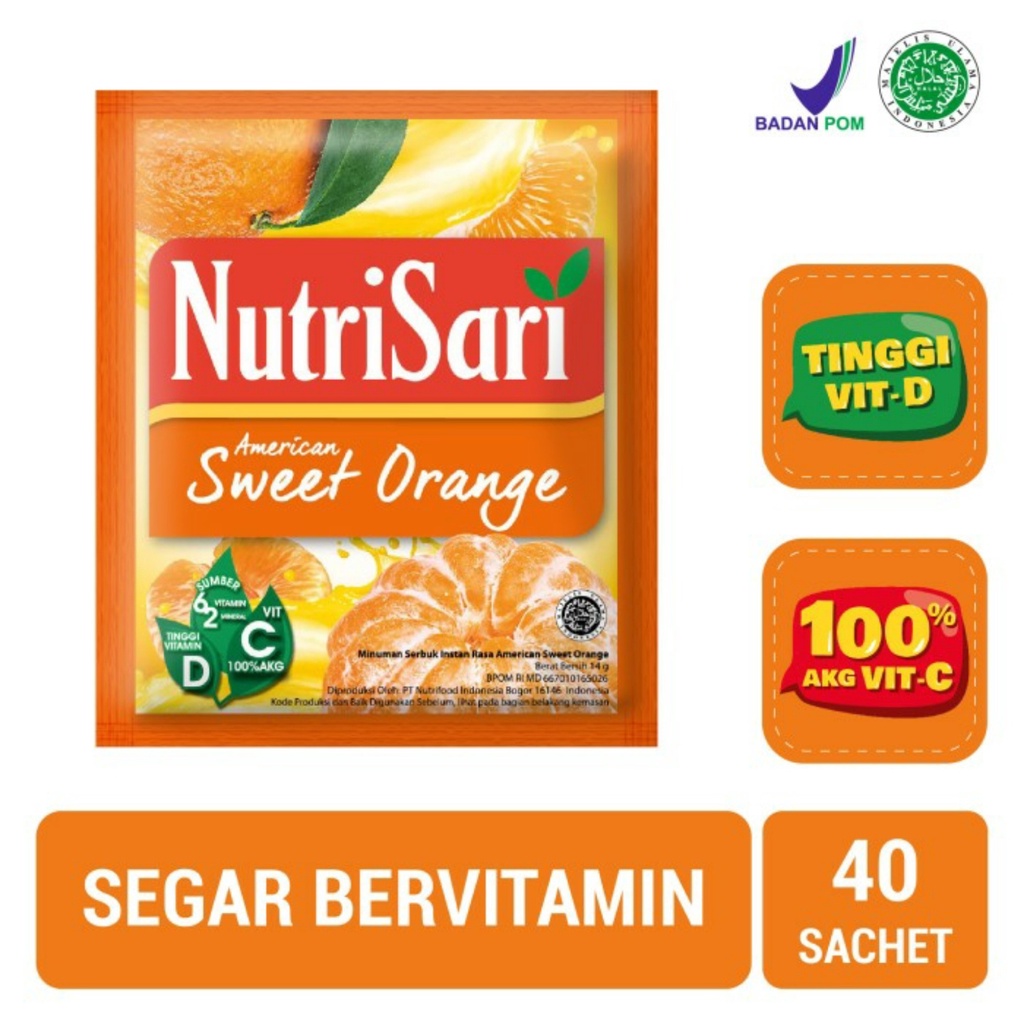 Nutrisari Sachet renceng 14gr x 10 American Sweet Orange / Sweet Mango / Lychee Tea