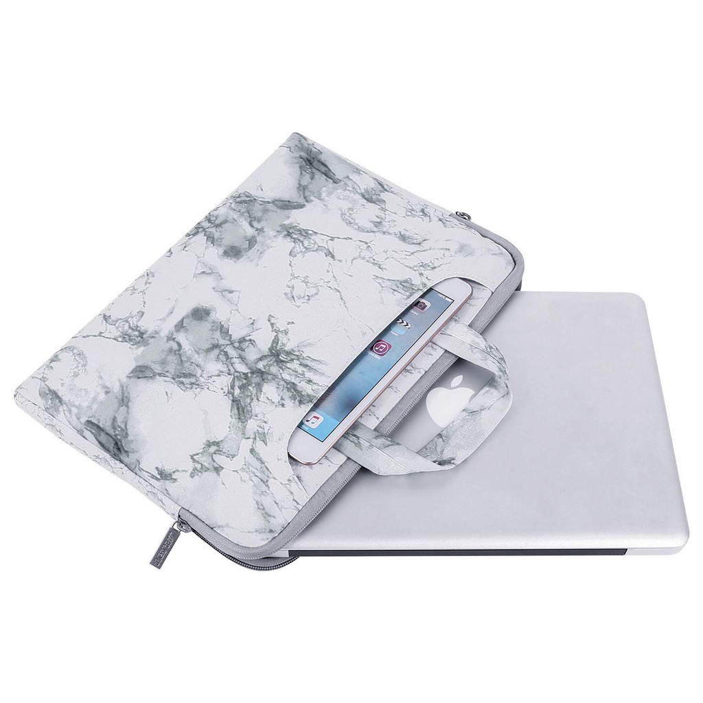 Tas Laptop Selempang Mosiso Shoulder Strap White Marble Size 13 14 15 16 inch