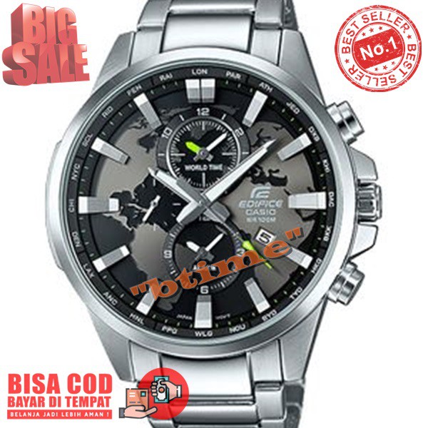 Jam Casio Edifice EFR 303D 1av Import Chrono Solid Stainless Set Box Original efr 303- efr303 Garans