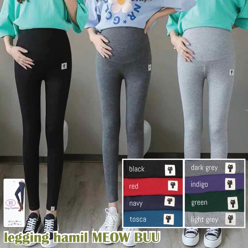 Legging Hamil MEOW BUU / celana hamil jumbo fit to 3L. Pinggang Melar dari 80cm ampe 130cm