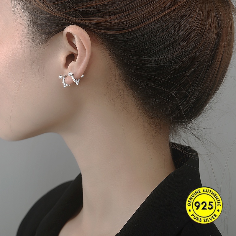 Anting Stud Removable Moissanite Bahan S925 Silver Untuk Wanita