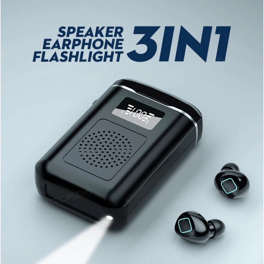 ADG TWS Earphone M6 Bluetooth bisa Speake, Powerbank, dan  Senter dengan baterai 4000mah