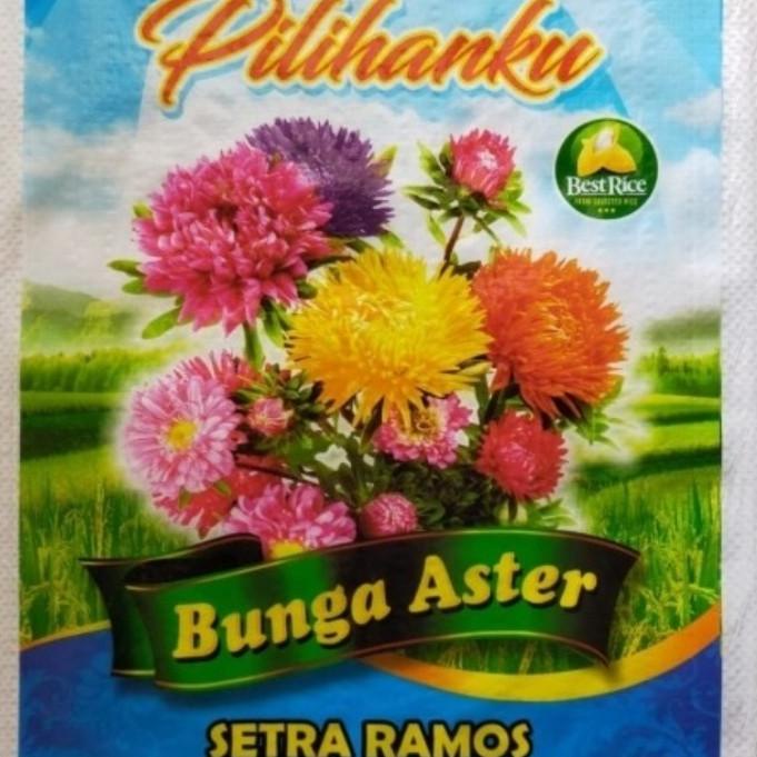 favorit] PROMO Karung beras laminasi ukuran 5 kg merk Bunga aster, Bunga kuning