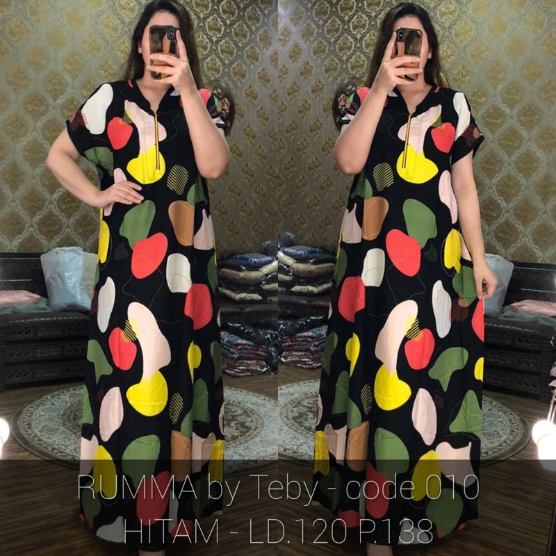 Daster Arab TEBY RUMA Series Dress Rayon Super Originanal Best Seller-Hitam Code 10